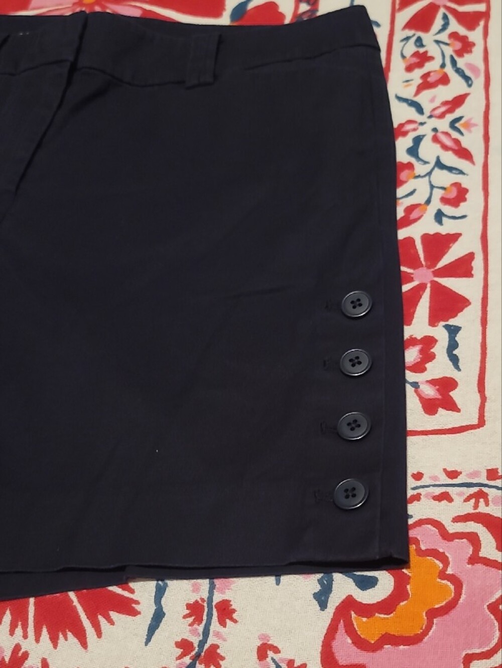 Talbots Black Nautical Button-Accent Classic Bermuda Shorts